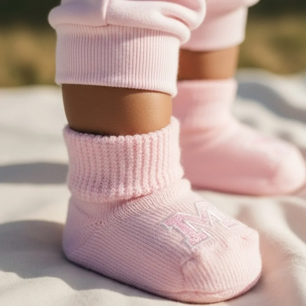UNIVERSITY OF MICHIGAN (UofM) Pink Infant Booties in Protective Case, NWT